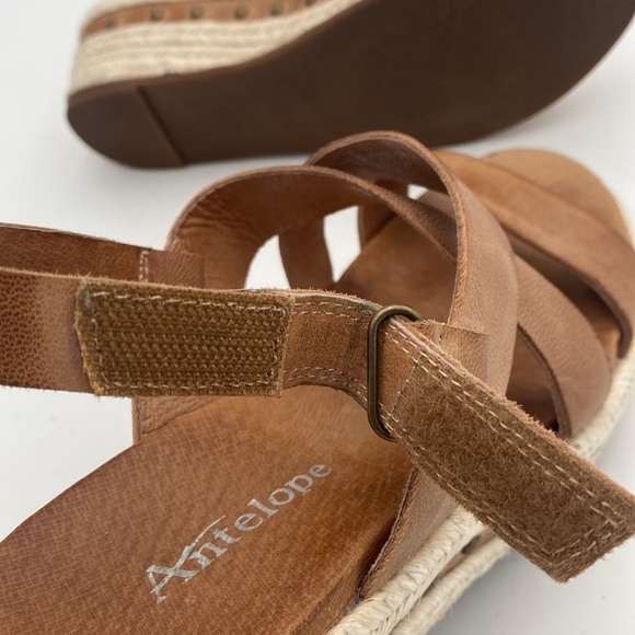 Antelope Brown Espadrille Sandals platform wedge 38 casual office vacation Y2K - Picture 8 of 11